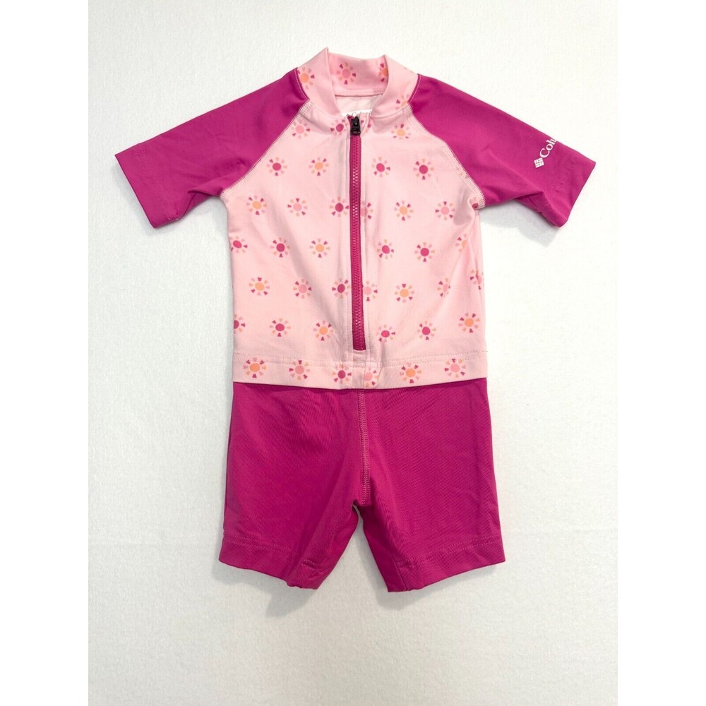 Columbia Baby Sandy Shores Sunguard Suit Omni-Shade Pink UPF 50 Size 12-18 Month